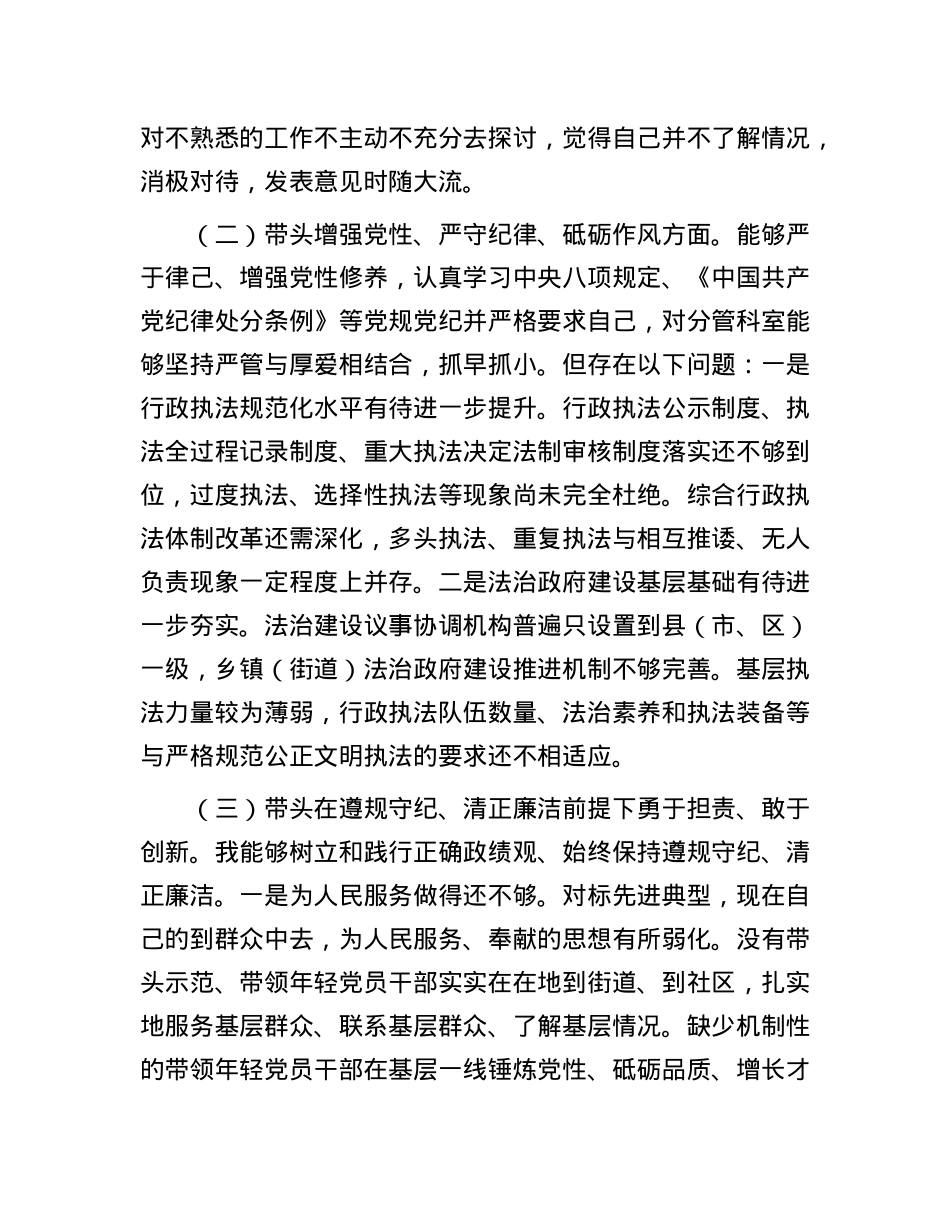 2024年度民主生活会领导干部对照检查材料（四个带头+反面典型案例）.docx_第2页
