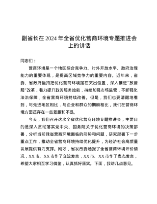 副省长在2024年全省优化营商环境专题推进会上的讲话.docx