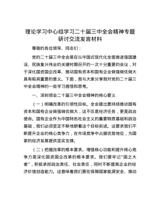 理论学习中心组学习二十届三中全会精神专题研讨交流发言材料.docx