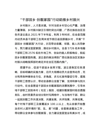 “干部回乡·扮靓家园”行动助推乡村振兴.docx