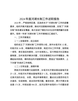 2024年度河湖长制工作述职报告.docx