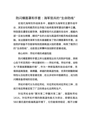 防闪爆面罩和手套：海军官兵的“生命防线”.docx