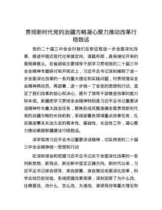 贯彻新时代X的治疆方略 凝心聚力推动改革行稳致远.docx