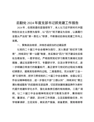 后勤处2024年度支部书记抓X建工作报告.docx