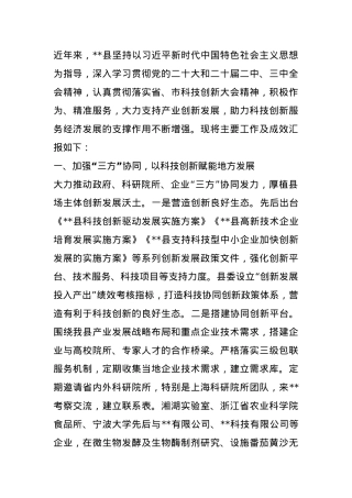 经验交流：强化科技创新 推进某县经济高质量发展.docx