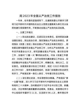 局2023年全面从严治X工作报告有重名 539303.docx