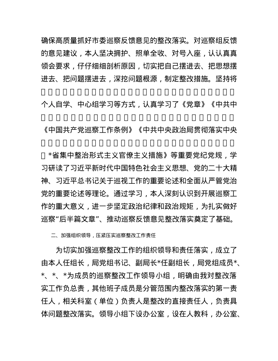 局X组主要负责人组织落实巡察反馈意见整改情况的报告.docx_第2页