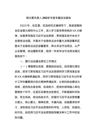 局主要负责人2023年度专题述法报告.docx