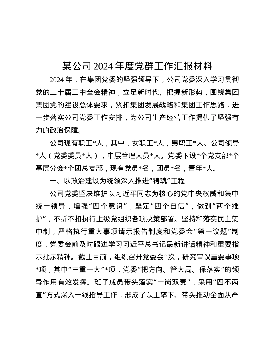 某公司2024年度X群工作汇报材料.docx_第1页