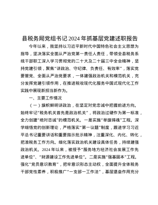 县税务局X组书记2024年抓基层X建述职报告.docx