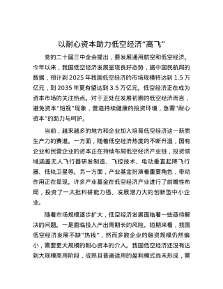 以耐心资本助力低空经济“高飞”.docx