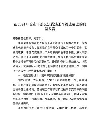 在2024年全市干部交流锻炼工作推进会上的典型发言.docx