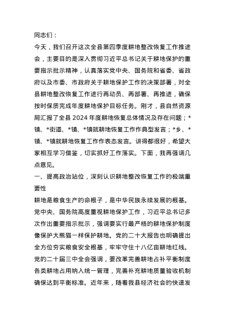在全县第四季度耕地整改恢复工作推进会上的讲话.docx