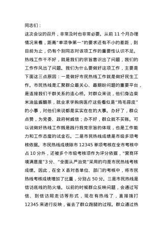 在市民热线重点工作推进会议上的讲话.docx