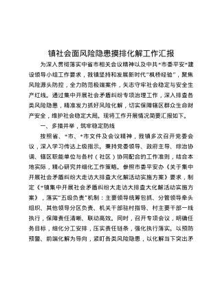 镇社会面风险隐患摸排化解工作汇报.docx