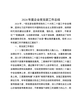 2024年度企业X支部工作总结.docx