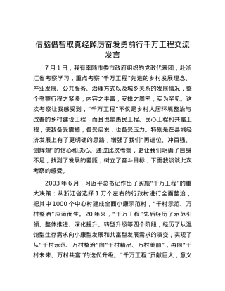 借脑借智取真经踔厉奋发勇前行千万工程交流发言.docx