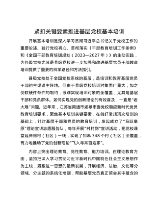 紧扣关键要素推进基层X校基本培训.docx