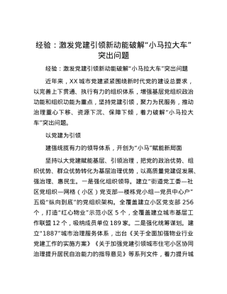 经验：激发X建引领新动能 破解“小马拉大车”突出问题.docx