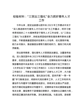 经验材料：“三突出三强化”全力抓好青年人才工作.docx