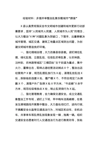 经验材料：多措并举整治乱象扮靓城市“颜值”.docx