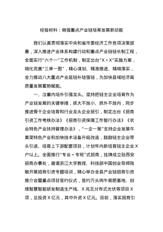 经验材料：做强重点产业链培育发展新动能.docx