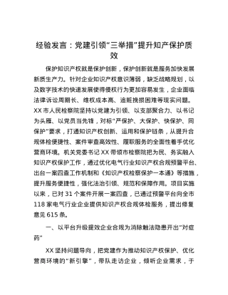 经验发言：X建引领“三举措”提升知产保护质效.docx