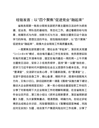 经验发言：以“四个聚焦”促进X业“融起来”.docx
