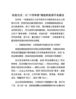 经验交流： 以“六项举措”赋能新能源开发建设.docx