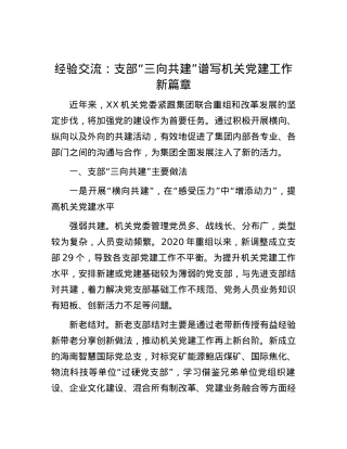 经验交流： 支部“三向共建”谱写机关X建工作新篇章.docx