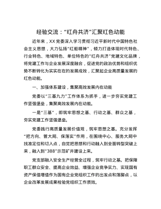 经验交流：“红舟共济”汇聚红色动能.docx