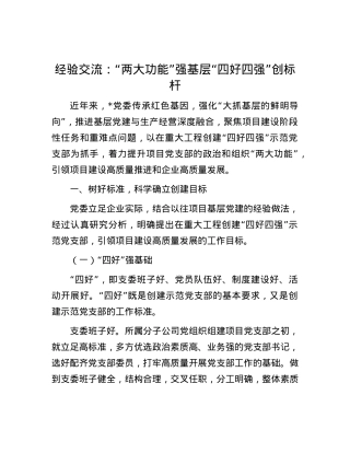 经验交流：“两大功能”强基层 “四好四强”创标杆.docx