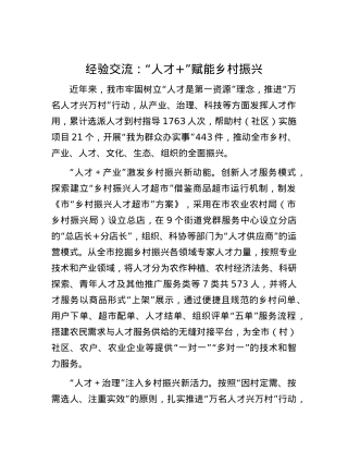 经验交流：“人才+”赋能乡村振兴.docx