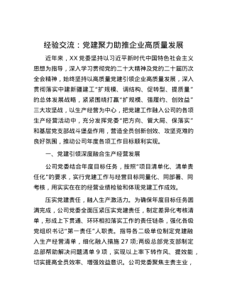经验交流：X建聚力助推企业高质量发展.docx