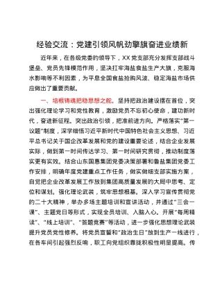 经验交流：X建引领风帆劲 擎旗奋进业绩新.docx