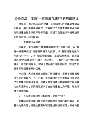 经验交流：加强“一体三翼”战略下的班组建设.docx