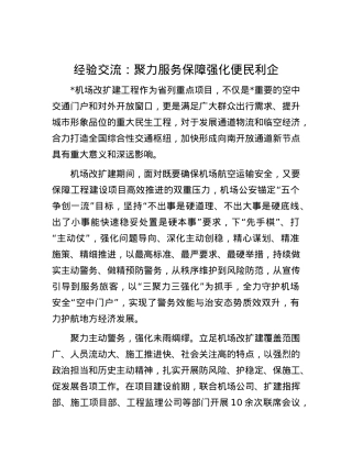 经验交流：聚力服务保障     强化便民利企.docx