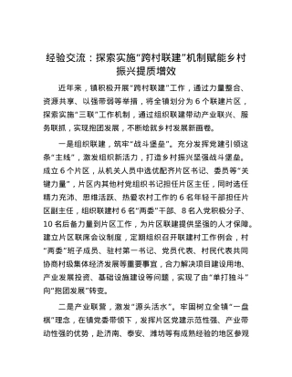 经验交流：探索实施“跨村联建”机制 赋能乡村振兴提质增效.docx