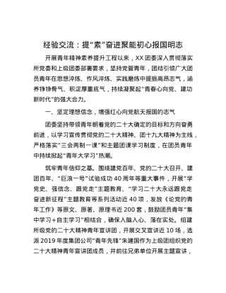 经验交流：提“素”奋进聚能 初心报国明志.docx