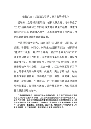 经验交流：以X建为引领，激发发展新活力.docx