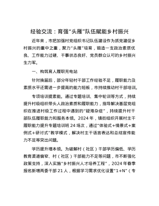 经验交流：育强“头雁”队伍 赋能乡村振兴.docx