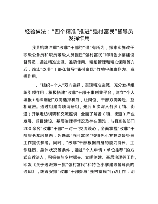 经验做法：“四个精准”推进“强村富民”督导员发挥作用.docx