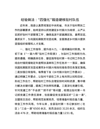 经验做法：“四强化”锻造硬核驻村队伍.docx