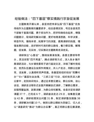 经验做法：“四下基层”察实情 践行宗旨促发展.docx