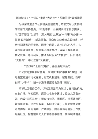 经验做法：“小切口”推动“大进步” “四微四招”破解难题.docx