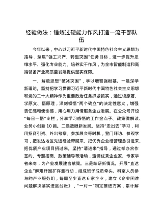 经验做法：锤炼过硬能力作风 打造一流干部队伍.docx