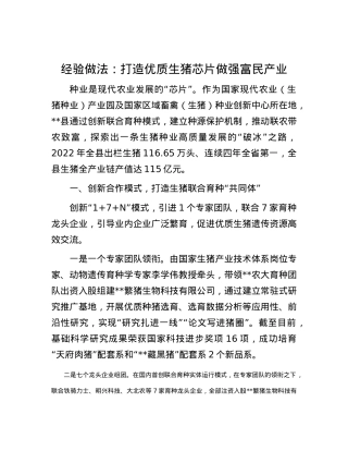 经验做法：打造优质生猪芯片做强富民产业.docx