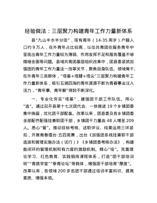 经验做法：三层聚力构建青年工作力量新体系.docx