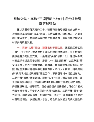 经验做法：实施“三项行动 ” 让乡村振兴红色引擎更加强劲.docx