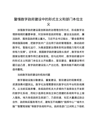 警惕数字政府建设中的形式主义和部门本位主义.docx